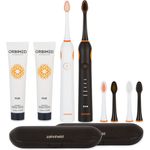 Zahnheld GERO Doppelpack in weiß & schwarz, 2x Schallzahnbürste GERO + 2x PALADIN Lite Reiseetui + 2x Orbimed Pur - Weiß & Schwarz