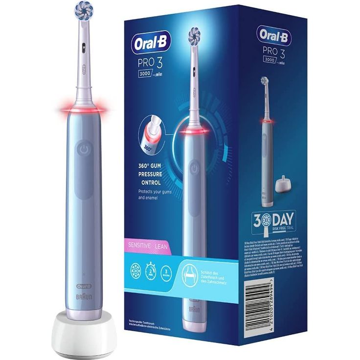 Oral-B Pro 3 3000 Sensitive Clean hellblau-weiß visuelle Andruckkontrolle 3 Reinigungsprogramme + Timer – Bild 2