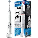 Oral-B Junior Star Wars elektrische Zahnbürste für Kinder ab 6 Jahren, 3 Reinigungsmodi und Andruckkontrolle weiß