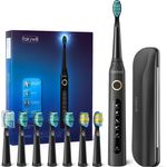 Fairywill Schallzahnbürste 507 Schwarz, 5 verschiedene Putzprogramme 8 Aufsteckbürsten, 2 Minuten Timer