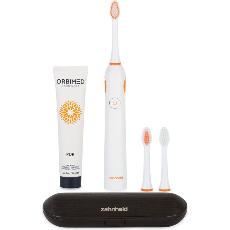 Zahnheld GERO Set Mittel, GERO Schallzahnbürste weiß + Reiseetui + Orbimed Pur Zahnpasta - Weiß
