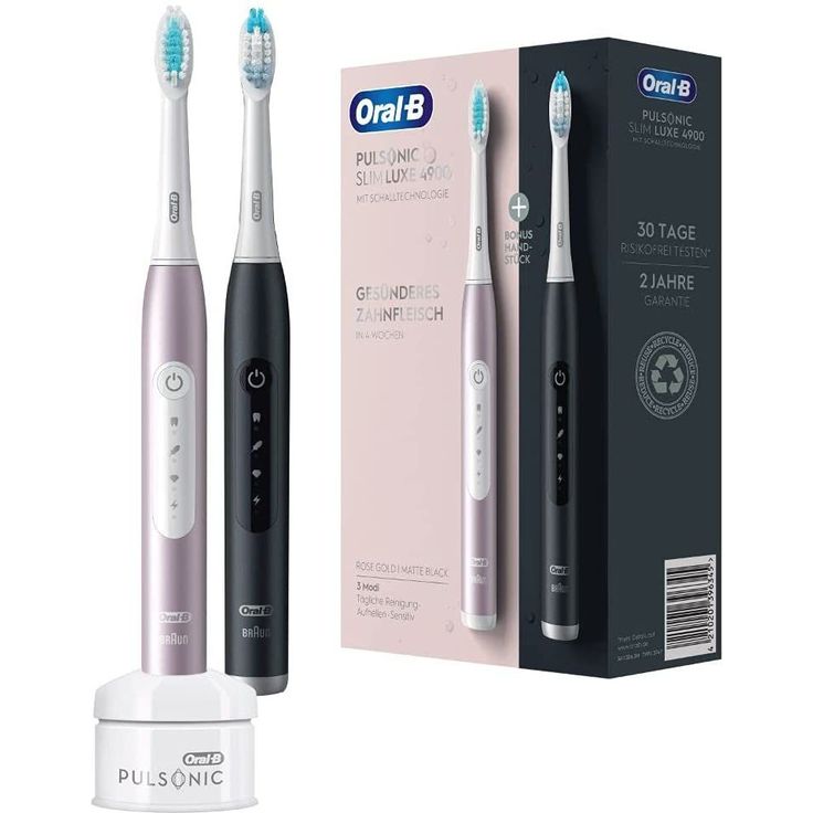 Oral-B Pulsonic Slim Luxe 4900, 2020 Edition, Duo Edition in schwarz & rosé, Schallzahnbürsten für gesünderes Zahnfleisch – Bild 2