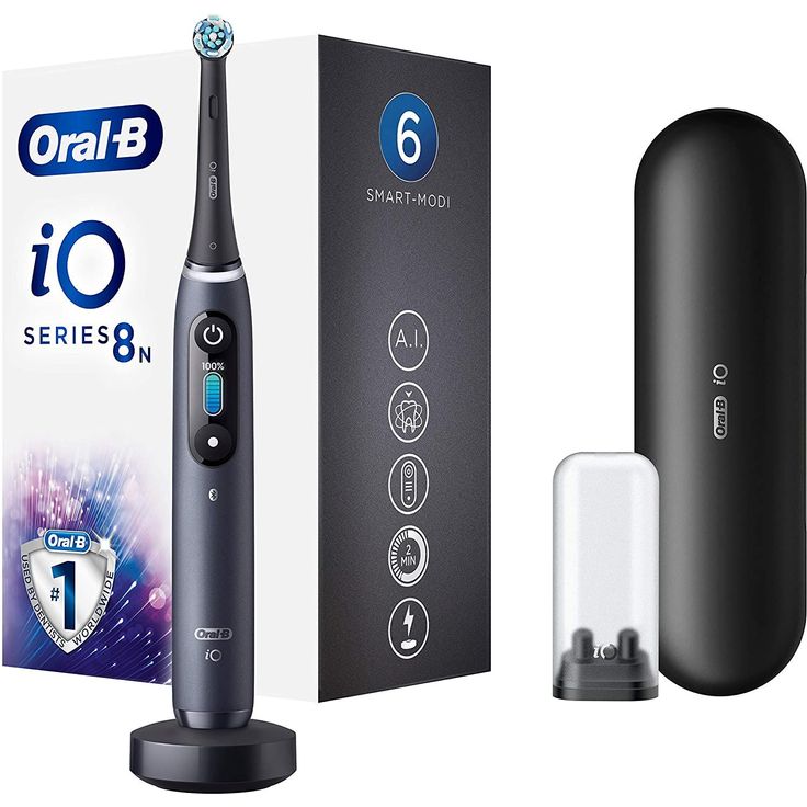 Oral-B iO Series 8N, black onyx, inkl. 1 Aufsteckbürste, mit intelligenter Andruckkontrolle & Farbdisplay, Premium Reiseetui & Mini-Aufbewahrungsbox – Bild 3