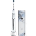 Oral-B Genius 8500 silber Design Edition mit Reiseetui in grau-blau, Bluetooth & visueller Andruckkontrolle