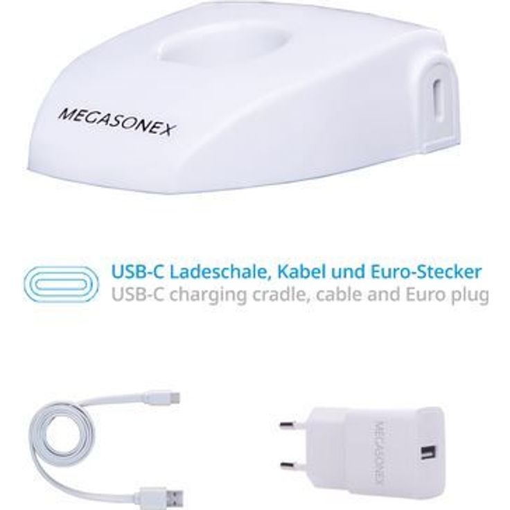 Megasonex M8 S, Ultraschallzahnbürste der neuen Generation, inkl. 2 Bürstenköpfe soft/medium, Zungenreiniger-Aufsatz & Zahnpasta 5 ml – Bild 4