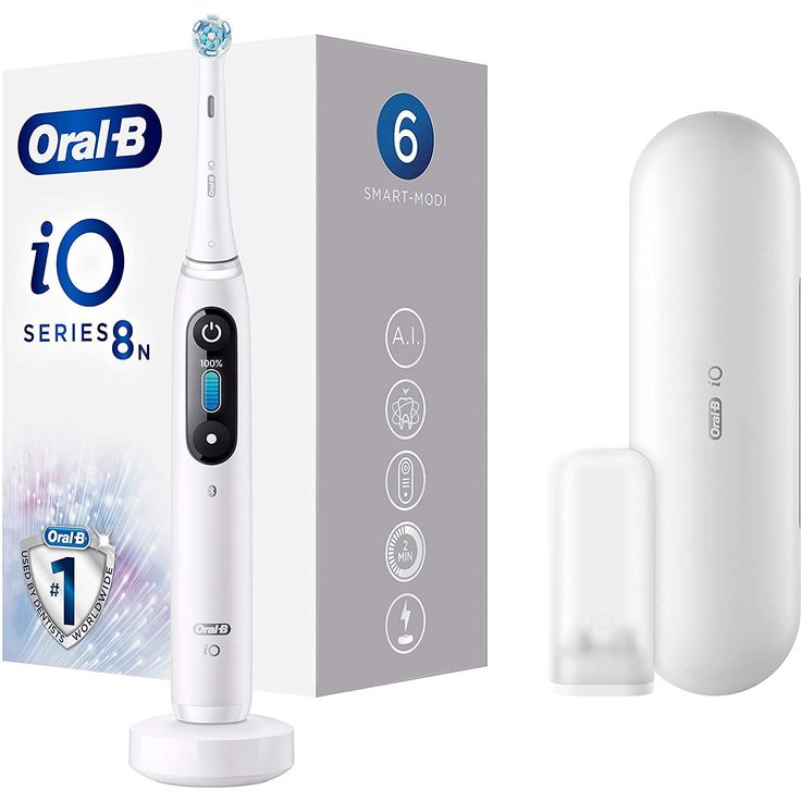 Oral-B iO Series 8N, alabaster white, mit intelligenter Andruckkontrolle & Farbdisplay, inkl. 1 Aufsteckbürste, Premium Reiseetui & Mini-Aufbewahrungsbox – Bild 3