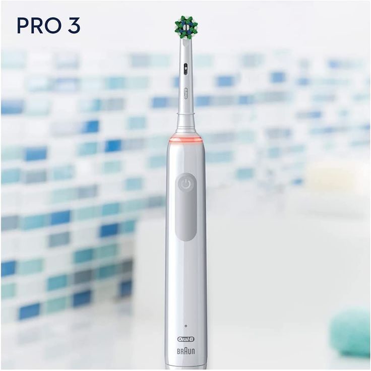 Oral-B Pro 3 3000 CrossAction weiß mit visueller Andruckkontrolle für extra Zahnfleischschutz, 3 Reinigungsprogramme & Timer – Bild 3