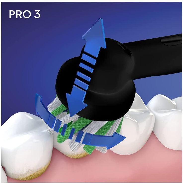 Oral-B Pro 3 3000 CrossAction Black Edition mit visueller Andruckkontrolle für extra Zahnfleischschutz, 3 Reinigungsprogramme & Timer – Bild 3