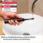 Zahnheld Elektrische Schall Zahnbürste 5 Putzmodi 6 Wochen Akku + 6 Bürstenköpfe schwarz & schwarz
