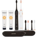 Zahnheld Elektrische Schall Zahnbürste 5 Putzmodi 6 Wochen Akku + 6 Bürstenköpfe schwarz & weiß