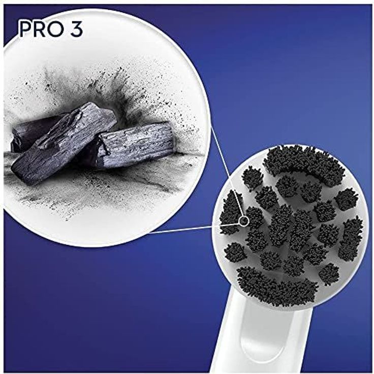 Oral-B Pro 3 3000 Pure Clean Elektrische Zahnbürste, schwarz, mit visueller Andruckkontrolle, Borsten mit Aktivkohle – Bild 3