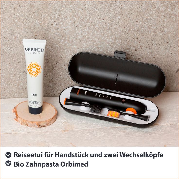 Zahnheld GERO Set Mittel, GERO Schallzahnbürste schwarz + Reiseetui + Orbimed Pur Zahnpasta - Schwarz – Bild 6