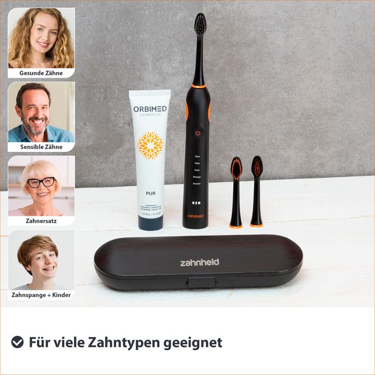 Zahnheld GERO Set Mittel, GERO Schallzahnbürste schwarz + Reiseetui + Orbimed Pur Zahnpasta - Schwarz – Bild 7