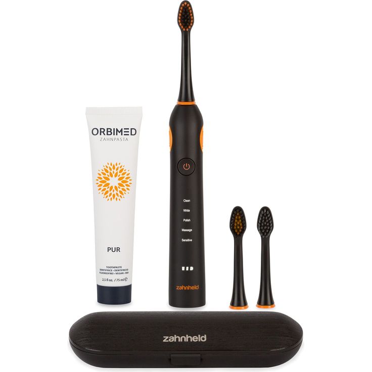 Zahnheld GERO Set Mittel, GERO Schallzahnbürste schwarz + Reiseetui + Orbimed Pur Zahnpasta - Schwarz – Bild 1