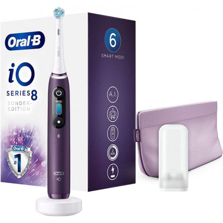 Oral-B iO Series 8N Special Edition, purple, mit intelligenter Andruckkontrolle & Farbdisplay, inkl. 1 Aufsteck-Bürste, Mini-Aufbewahrungsbox & Aufbewahrungstasche – Bild 7