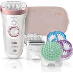 Braun Silk-épil 9-897 SkinSpa SensoSmart Epilierer Geschenkset inkl. 4 Aufsätze und Aufbewahrungstasche, weiß rosa