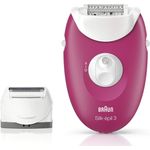 Braun Silk-epil 3 3-410 Kabelgebundener Epilierer, mit 3 Extras (2018 Version), Himbeer