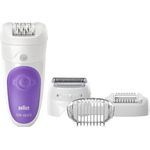 Braun Silk-épil 5 5-541 Schnurloses Nass- und Trocken-Epiliergerät mit 4 Extras, darunter ein Scherkopf und eine Trimmerkappe