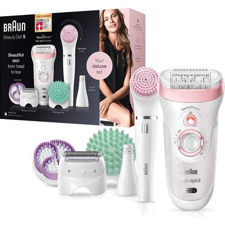 Braun Silk-épil Beauty-Set 9 9-995 Nass- und Trockenanwendung inkl. Rasieraufsatz, Massagekopf, Trimmeraufsatz, Gesichtsreinigungsbürste, Hautkontakt-Aufsatz – Bild 6