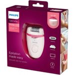 Philips Satinelle Essential BRE285/00 Epilierer mit OptiLight Netzbetrieb Trockenanwendung inkl. Trimmer- und Rasieraufsatz, pink