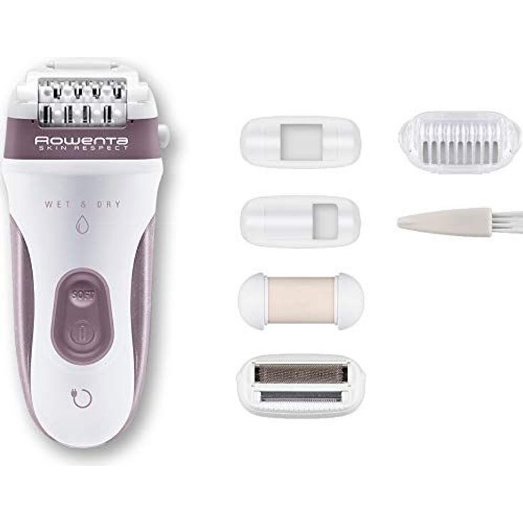 Rowenta Skin Respect EP8060F0 kabellos und unter Wasser nutzbar, 24 Pinzetten mit Peeling- und Scherkopf, Achselzubehör, Schneidkopf mit Reinigungsbürste und Kulturbeutel