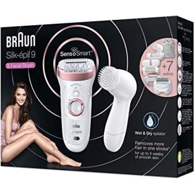 Braun Silk-épil 9-880 SensoSmart Epilierer Nass- und Trockenanwendung inkl. Gesichtsreinigungsbürste und Aufsatz für sensible Bereiche roségold – Bild 4