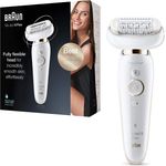 Braun Silk-épil 9 Flex SES9001 3D flexibler Epilierkopf 50 Minuten Akkubetrieb 40 Pinzetten SensoSmart Andruckkontrolle weiß, gold