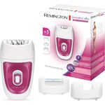 Remington Smooth & Silky EP3 EP7300 3-in1, netzbetrieben, 40 titanbeschichtete Pinzetten, 3 verschiedene Aufsätze inkl. Aufsatz für sensible Bereiche weiß-pink