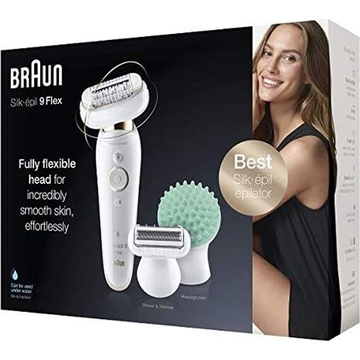 Braun Silk-épil 9 Flex 9020 Wet & Dry Epilierer mit 6 Extras inkl. Tiefenmassage-Aufsatz & Aufsatz für sensible Bereiche – Bild 4