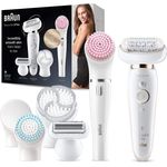 Braun Silk-épil 9 Flex 9100 Beauty-Set Epilierer mit flexiblem Kopf für eine einfachere Haarentfernung, mit Aufsatz für sensible Bereiche weiß/gold