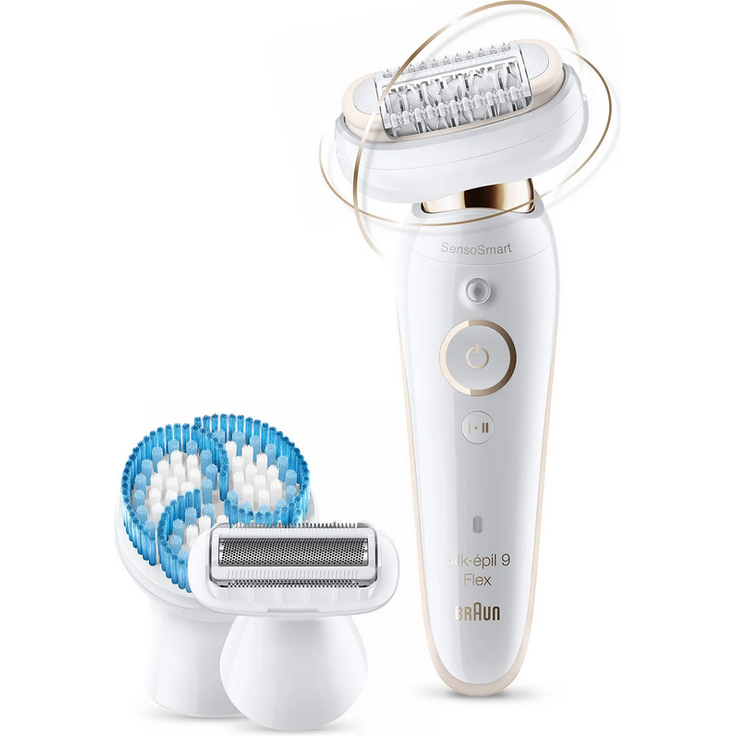Braun Silk-épil 9 Flex 9010 Epilierer mit flexiblem Kopf inkl. Rasieraufsatz, Tiefen-Peelingbürste