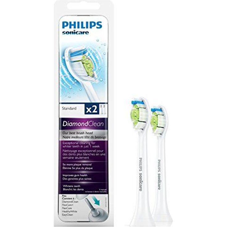 Philips Sonicare Ersatzbürsten DiamondClean HX6062-07 für 100 % weißere Zähne Passen auf jede Philips Sonicare Zahnbürste mit Aufsteck-System 2er Pack, Standard, Weiß – Bild 3