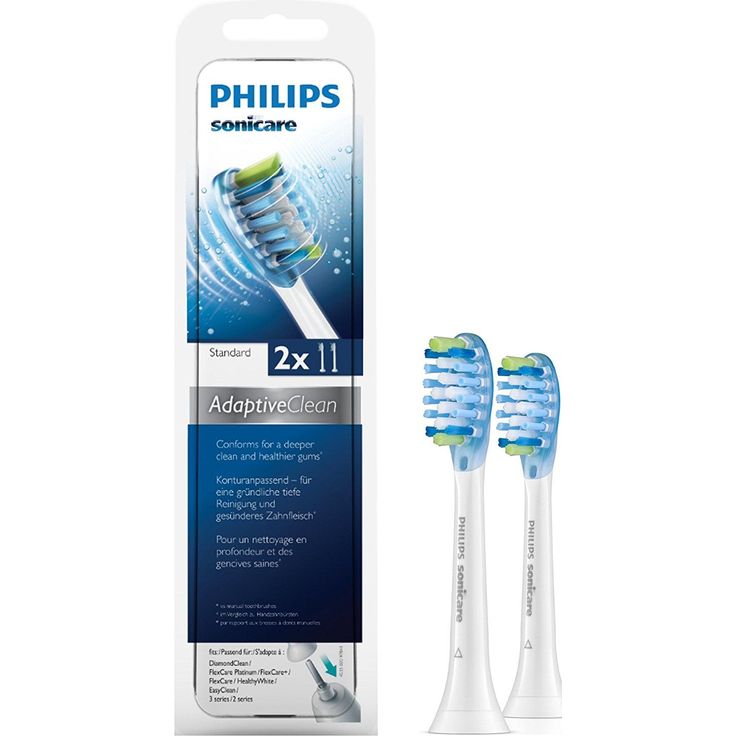 Philips Sonicare HX9042/07 Aufsteckbürste AdaptiveClean, bis zu 10x mehr Plaqueentfernung, 2er-Pack, Weiß