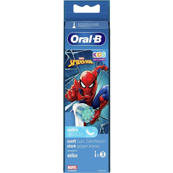 Oral-B Kids Spiderman 3er Aufsteckbürste, weiß