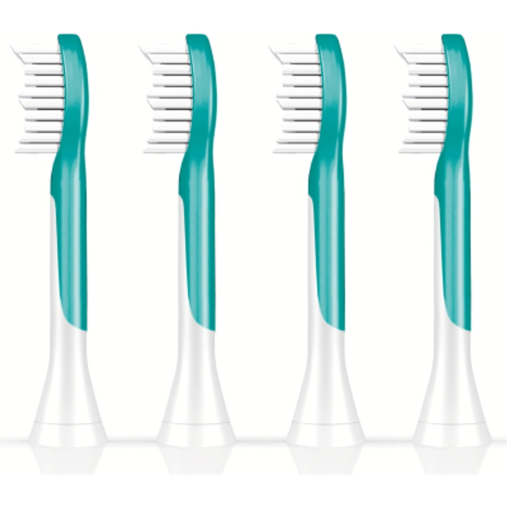 Philips Sonicare HX6044/33 for Kids, ab 7 Jahren, weiche Borsten für eine schonende Reinigung, 4er-Pack, weiß-türkis – Bild 2
