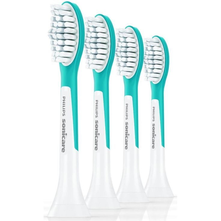 Philips Sonicare HX6044/33 for Kids, ab 7 Jahren, weiche Borsten für eine schonende Reinigung, 4er-Pack, weiß-türkis – Bild 1
