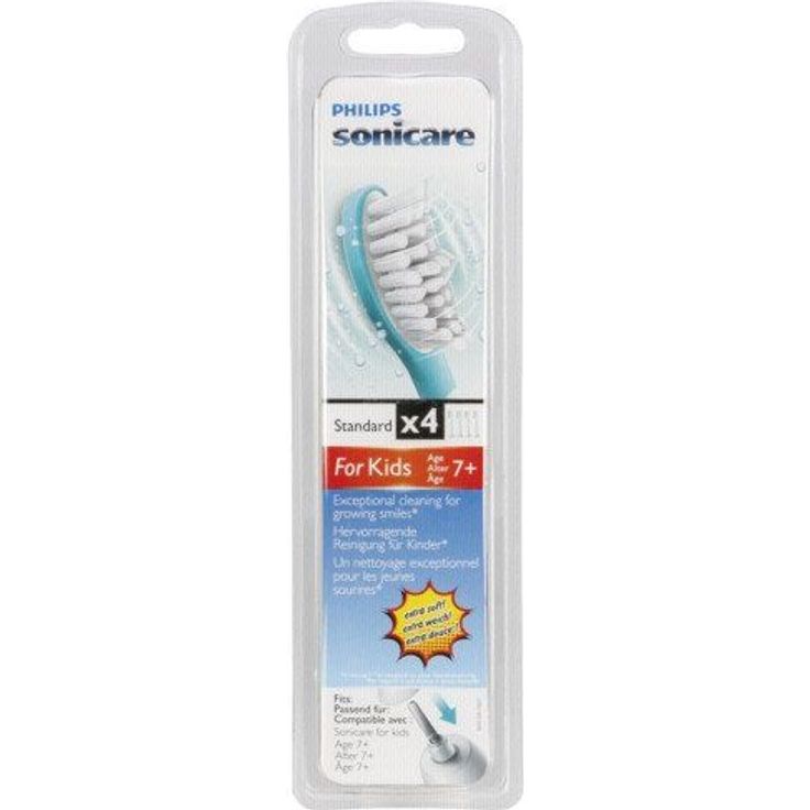 Philips Sonicare HX6044/33 for Kids, ab 7 Jahren, weiche Borsten für eine schonende Reinigung, 4er-Pack, weiß-türkis – Bild 3