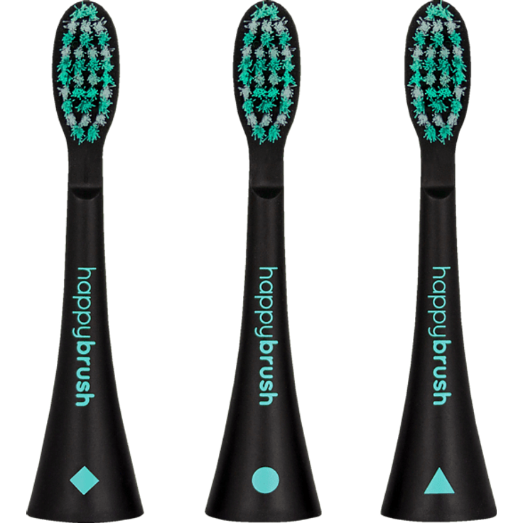 HAPPYBRUSH Schall V3 Eco 3er Schwarz Aufsteckbürsten