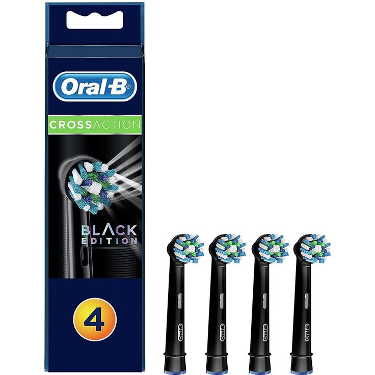 Oral-B CrossAction Ersatz-Zahnbürstenköpfe für elektrische Zahnbürste, abgewinkelte Borsten, Schwarz