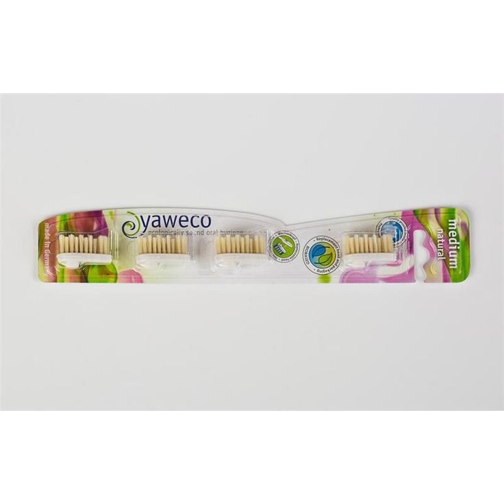 Yaweco Nachfüllpack Ersatzköpfchen Naturborste medium, 4 Köpfchen/Pack
