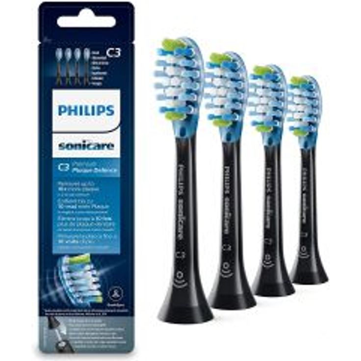 Philips Sonicare C3 Ersatzbürsten HX9044/33 Aufsteckbürste Premium Plaque Defence, 10x mehr Plaqueentfernung, RFID-Chip, 4er-Pack, schwarz – Bild 2