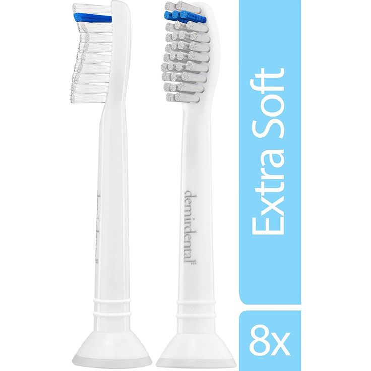 Demirdental 8er-Pack Aufsätze Extra Soft für Philips Sonicare Zahnbürstenaufsatz ProResults, HX6058e Ersatzbürsten designed in Berlin, extra Weiche Borsten 