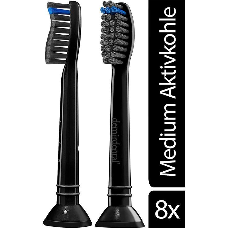 Demirdental 8er-Pack Aufsätze für Philips Sonicare Zahnbürstenaufsatz mit Aktivkohle, Medium Härte, Schwarz, HX9058mb