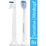 Demirdental 8er-Pack Aufsätze für Philips Sonicare Zahnbürstenaufsatz Sensitive, HX6088 Ersatzbürsten designed in Berlin, Mini Kurzkopf, Weiche Borsten für empfindliches Zahnfleisch