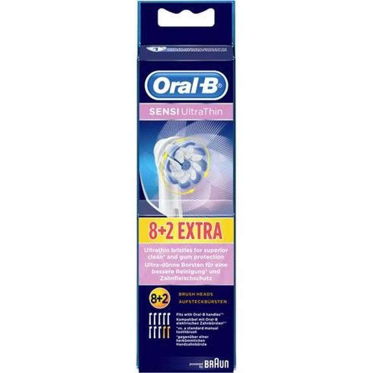Oral-B Sensi UltraThin Aufsteckbürsten, mit ultra-dünnen Borsten für eine sanfte Reinigung, 8+2er-Pack – Bild 2