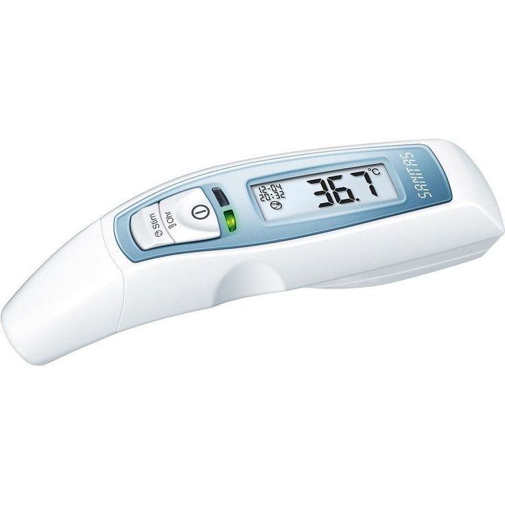 Sanitas SFT 65, Infrarot-Fieberthermometer für Messungen an der Stirn und im Ohr, mit Fieberalarm, zum Messen von erhöhter Körpertemperatur 