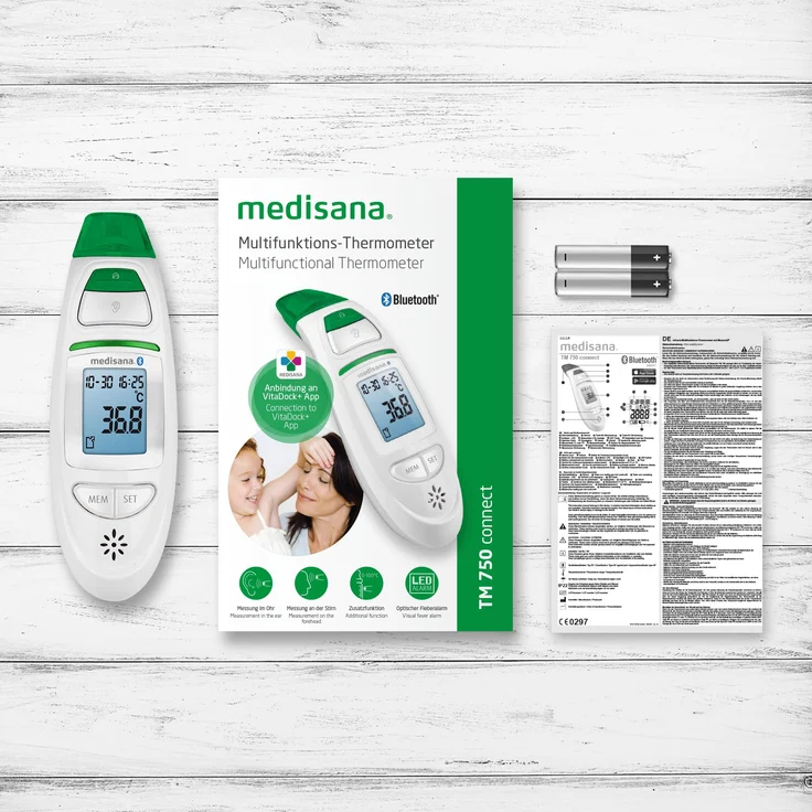 medisana TM 750 digitales 6in1 Fieberthermometer Ohrthermometer für Baby, Kinder und Erwachsene, Stirnthermometer mit visuellem Fieberalarm, Speicherfunktion und Bluetooth – Bild 7