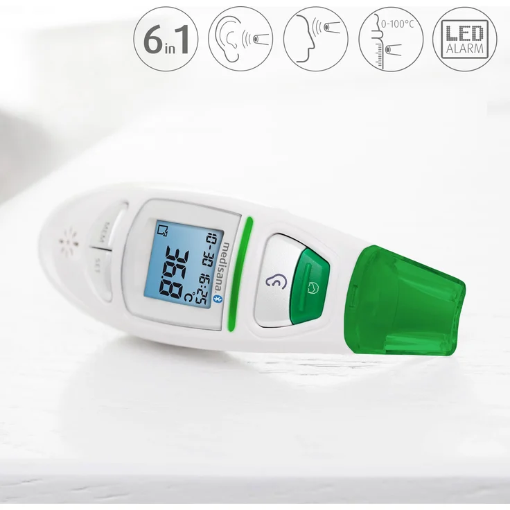 medisana TM 750 digitales 6in1 Fieberthermometer Ohrthermometer für Baby, Kinder und Erwachsene, Stirnthermometer mit visuellem Fieberalarm, Speicherfunktion und Bluetooth – Bild 4