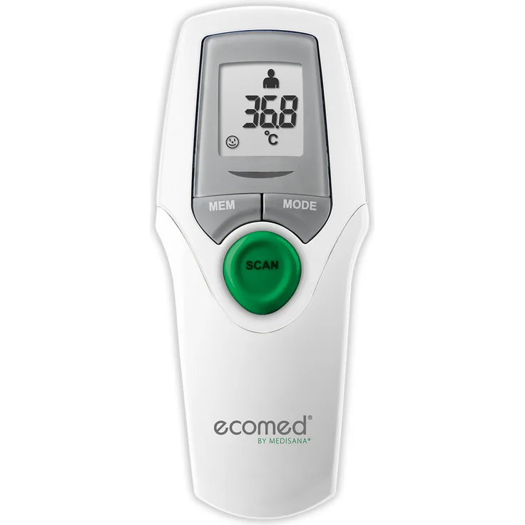 ecomed TM-65E digitales Infrarot-Fieberthermometer für Baby, Kinder und Erwachsene, Stirnthermometer, Umgebungstemperatur und Flüssigkeitstemperatur