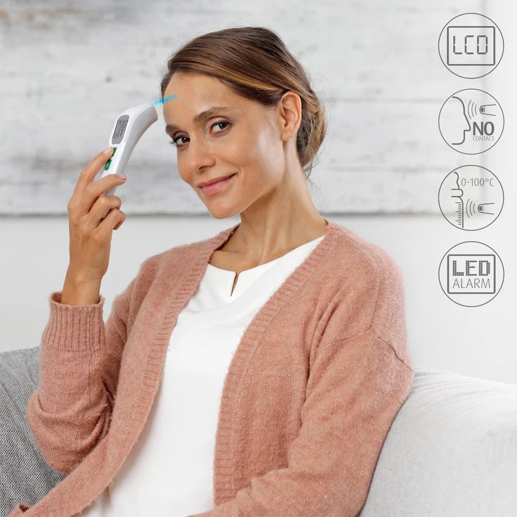 medisana TM 762 digitales Stirnthermometer Fieberthermometer für Babys, Kinder und Erwachsene mit visuellem Fieberalarm, Speicherfunktion und Messung von Flüssigkeiten – Bild 4